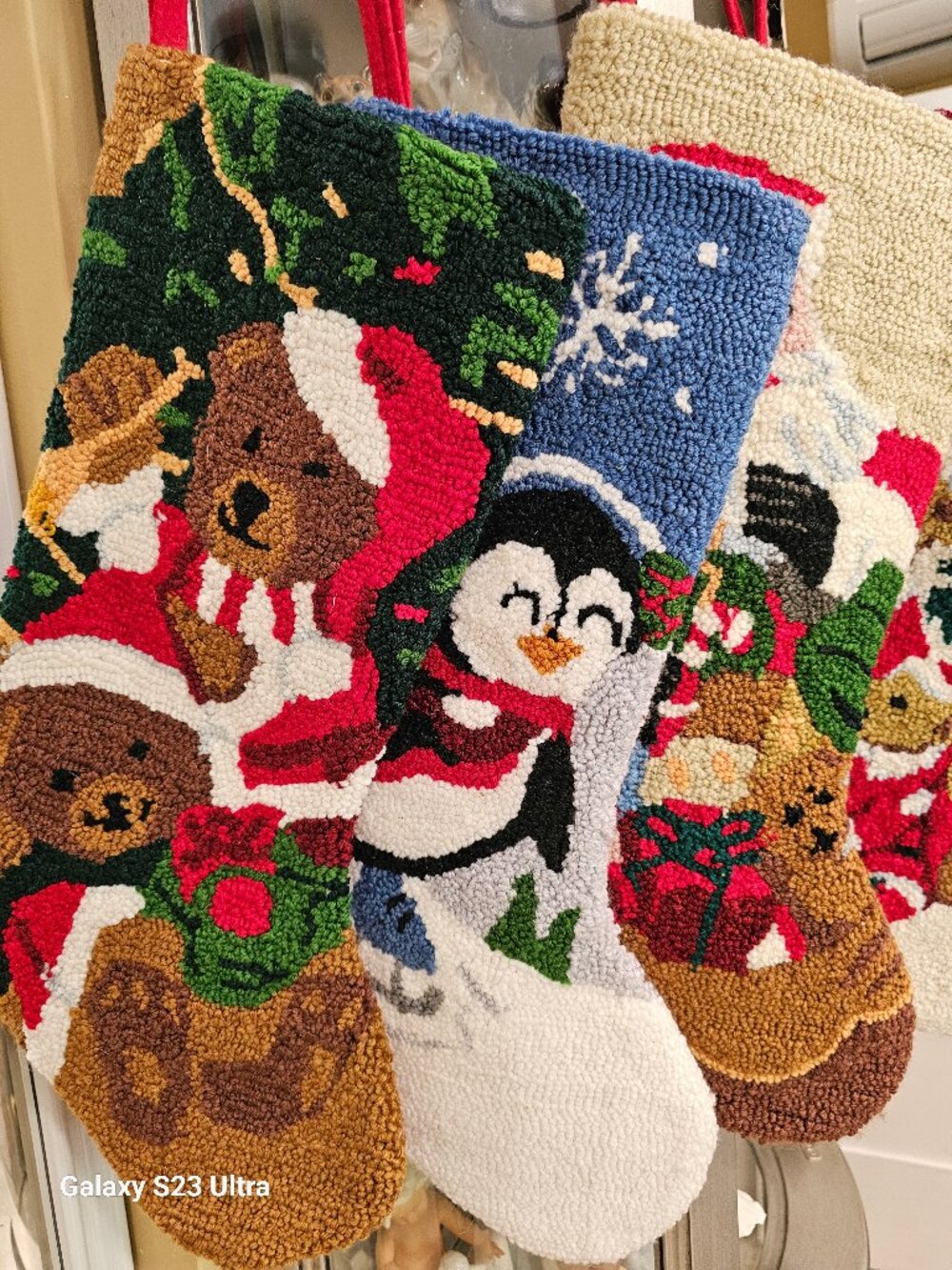 PEKING HANDICRAFT Christmas  Hooked Stocking set of 4